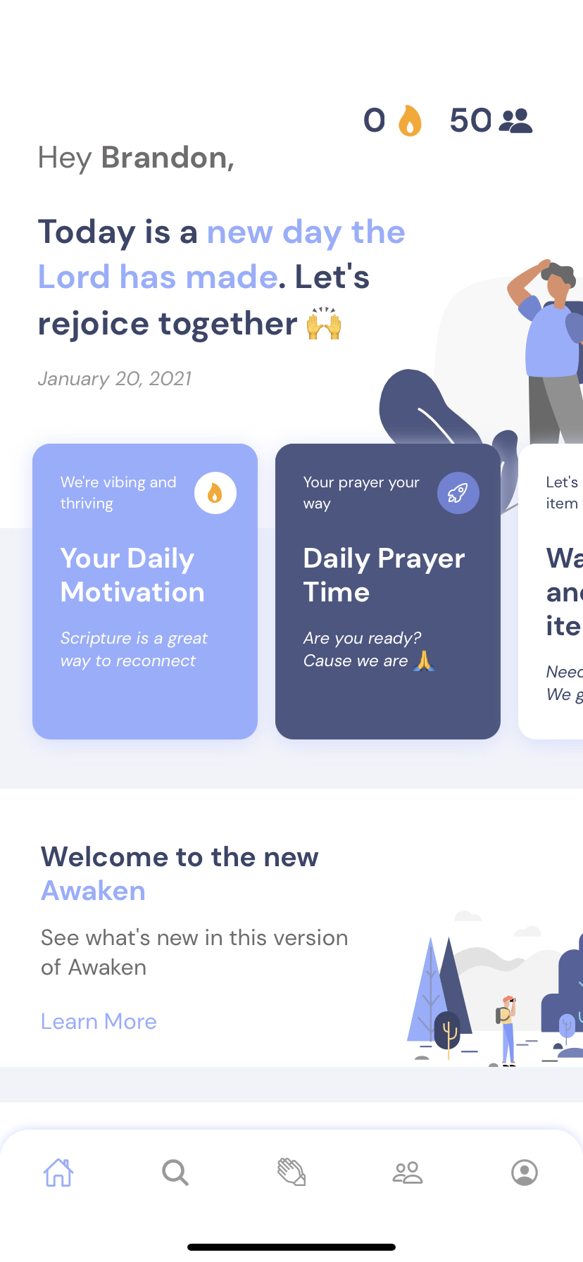 Awaken Prayer App Home Screen